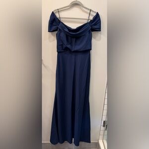 Jenny Yoo Navy Blue Off-Shoulder Dress - Bridesmaid Dress - Size 4 - Wore ONCE